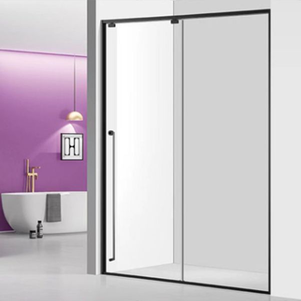 One-shaped Transparent Glass Shower Door, Semi-frameless Shower Single Sliding Door Clearhalo 'Bathroom Remodel & Bathroom Fixtures' 'Home Improvement' 'home_improvement' 'home_improvement_shower_tub_doors' 'Shower and Tub Doors' 'shower_tub_doors' 'Showers & Bathtubs' 1200x1200_7211ddf1-ac91-49ac-839c-92faec3bc3d1