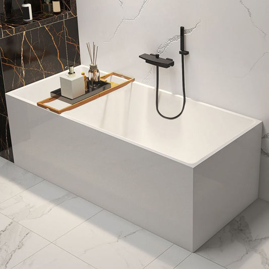 Modern Rectangle Acrylic Bathtub Back to Wall with Drain Bath Tub Clearhalo 'Bathroom Remodel & Bathroom Fixtures' 'Bathtubs' 'Home Improvement' 'home_improvement' 'home_improvement_bathtubs' 'Showers & Bathtubs' 1200x1200_723613b1-08a0-42d5-9716-43ff25f4fc2e
