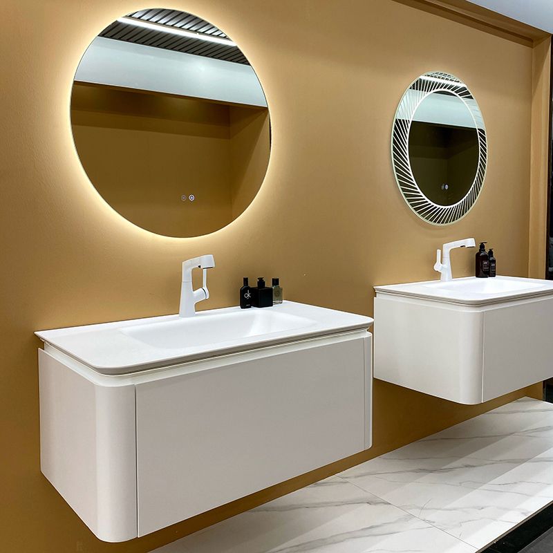 Wood Frame Vanity Rectangular Single Sink Mirror Wall-Mounted White Bathroom Vanity Clearhalo 'Bathroom Remodel & Bathroom Fixtures' 'Bathroom Vanities' 'bathroom_vanities' 'Home Improvement' 'home_improvement' 'home_improvement_bathroom_vanities' 1200x1200_7236b8a4-6356-44d3-b620-1dd41eed2ddf