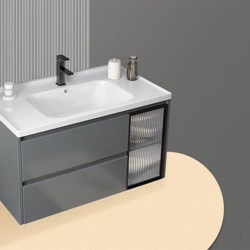 Modern Gray Vanity Sink Mirror Cabinet Wall-Mounted Bathroom Vanity Cabinet with Drawers Clearhalo 'Bathroom Remodel & Bathroom Fixtures' 'Bathroom Vanities' 'bathroom_vanities' 'Home Improvement' 'home_improvement' 'home_improvement_bathroom_vanities' 1200x1200_72519a2b-3bb8-4db9-af65-2738278717e8