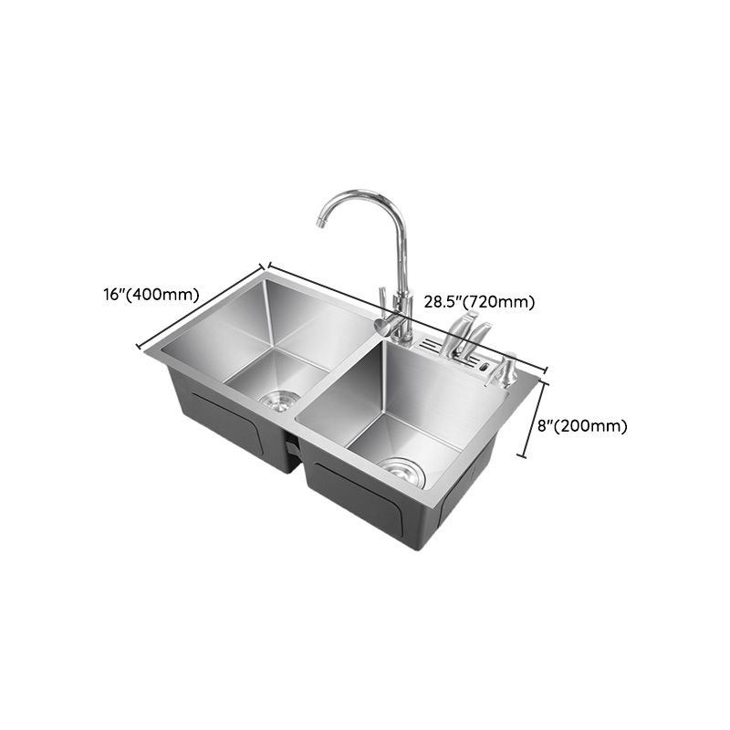 Kitchen Sink Soundproof Design Stainless Steel Drop-In Kitchen Sink Clearhalo 'Home Improvement' 'home_improvement' 'home_improvement_kitchen_sinks' 'Kitchen Remodel & Kitchen Fixtures' 'Kitchen Sinks & Faucet Components' 'Kitchen Sinks' 'kitchen_sinks' 1200x1200_72699c5f-287c-4f16-9889-1513531bb50b