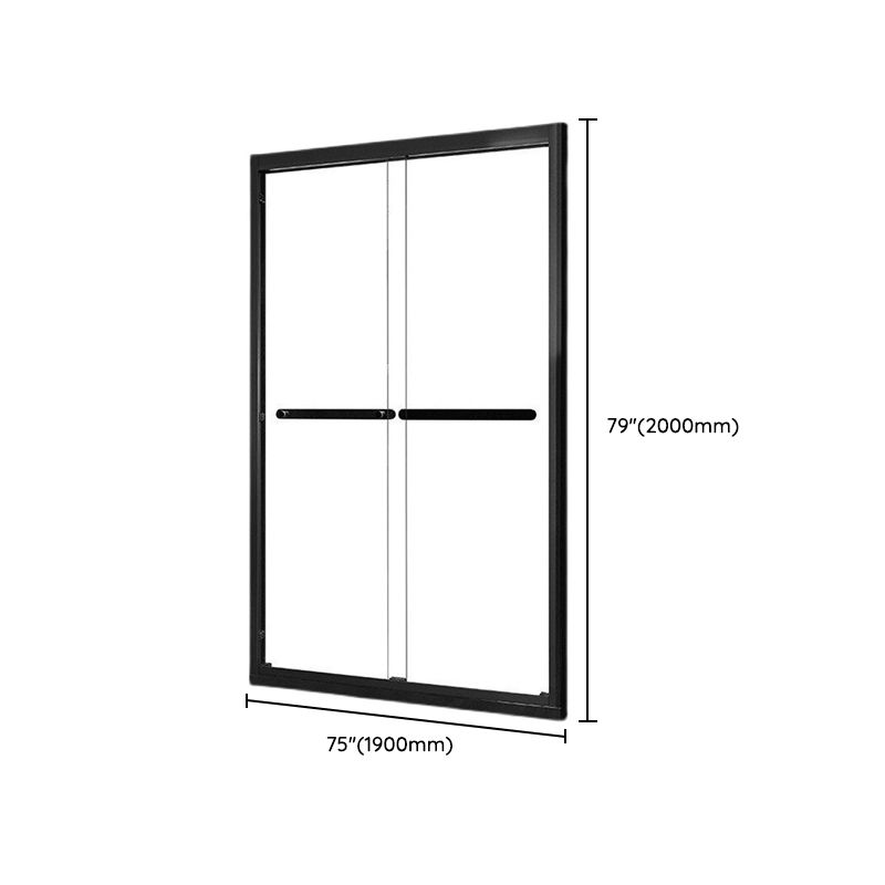 Framed Double Sliding Shower Bath Door Black Tempered Shower Doors Clearhalo 'Bathroom Remodel & Bathroom Fixtures' 'Home Improvement' 'home_improvement' 'home_improvement_shower_tub_doors' 'Shower and Tub Doors' 'shower_tub_doors' 'Showers & Bathtubs' 1200x1200_726b24ed-6002-4fcb-a623-f4d13abe2f51