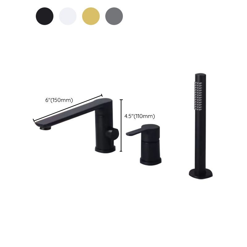 Modern Deck Mounted Copper Roman Tub Faucet Low Arc Tub Faucet Set Clearhalo 'Bathroom Remodel & Bathroom Fixtures' 'Bathtub Faucets' 'bathtub_faucets' 'Home Improvement' 'home_improvement' 'home_improvement_bathtub_faucets' 1200x1200_7289b15d-fbd9-4950-80f6-e96852a1e036