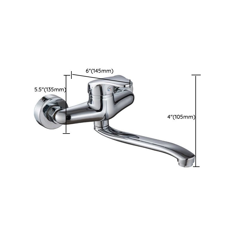 Contemporary Single Handle Kitchen Faucet Wall Mounted 1-Hold Bar Faucet with No Sensor Clearhalo 'Home Improvement' 'home_improvement' 'home_improvement_kitchen_faucets' 'Kitchen Faucets' 'Kitchen Remodel & Kitchen Fixtures' 'Kitchen Sinks & Faucet Components' 'kitchen_faucets' 1200x1200_7299e0d3-65e9-4b38-bf7b-20f67ff1f747