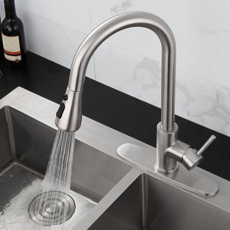 High Arch Standard Kitchen Faucet Lead Free Swivel Spout with Pull Out Sprayer Clearhalo 'Home Improvement' 'home_improvement' 'home_improvement_kitchen_faucets' 'Kitchen Faucets' 'Kitchen Remodel & Kitchen Fixtures' 'Kitchen Sinks & Faucet Components' 'kitchen_faucets' 1200x1200_72a76d06-083c-41f8-af1a-7c942eeea854