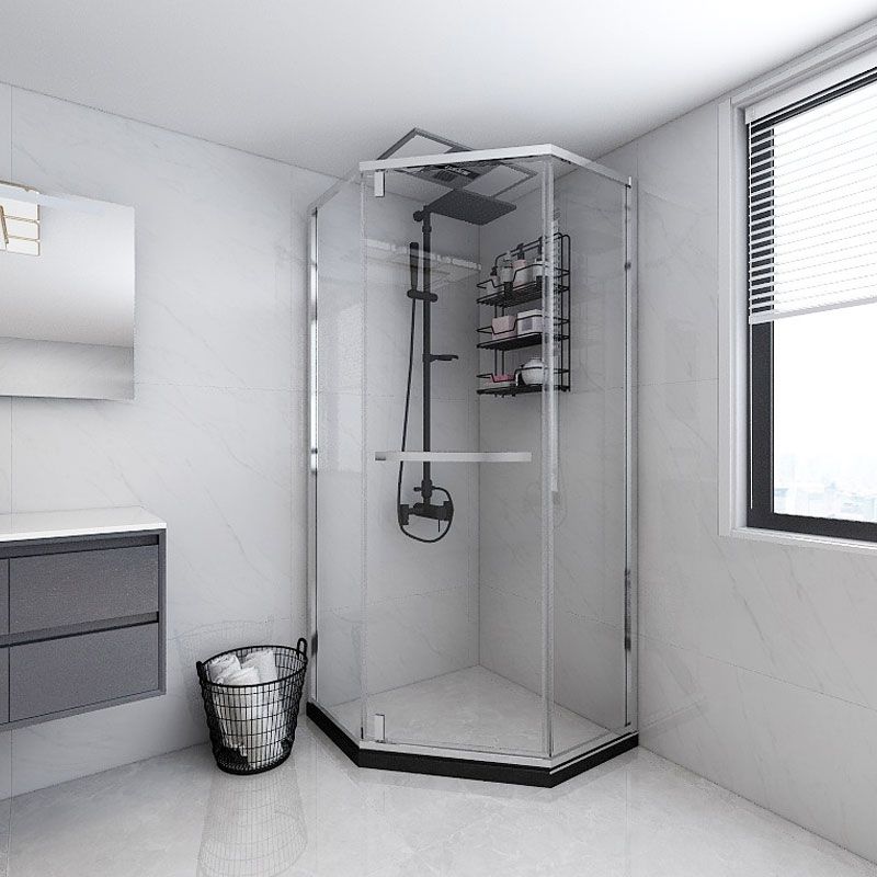 Neo-Angle 304 Stainless Steel Shower Enclosure with Single Door Handle Clearhalo 'Bathroom Remodel & Bathroom Fixtures' 'Home Improvement' 'home_improvement' 'home_improvement_shower_stalls_enclosures' 'Shower Stalls & Enclosures' 'shower_stalls_enclosures' 'Showers & Bathtubs' 1200x1200_72bd2944-d5c1-40bf-a64a-fe6baa432155