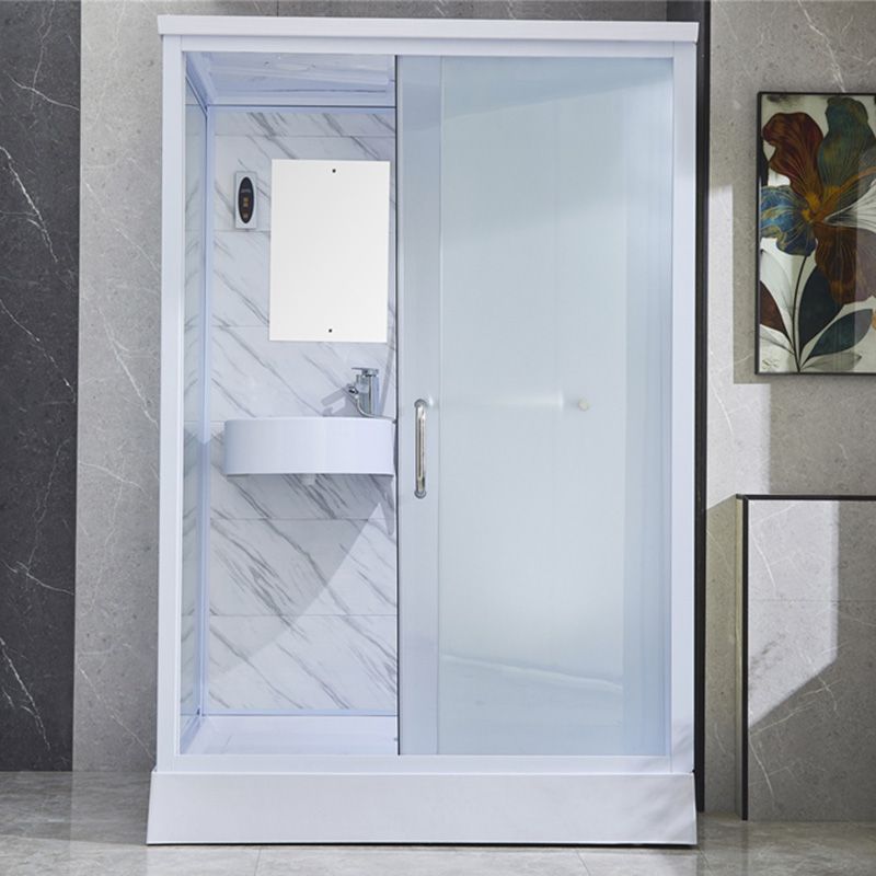 Rectangular Frosted Glass Shower Enclosure Single Sliding Framed Shower Enclosure Clearhalo 'Bathroom Remodel & Bathroom Fixtures' 'Home Improvement' 'home_improvement' 'home_improvement_shower_stalls_enclosures' 'Shower Stalls & Enclosures' 'shower_stalls_enclosures' 'Showers & Bathtubs' 1200x1200_72c953f1-48fd-489b-b7ef-5575e81b3133