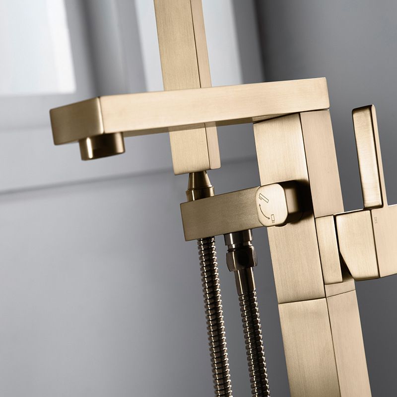 Floor Mounted Metal Freestanding Tub Filler Swivel Freestanding Tub Filler Trim in Gold Clearhalo 'Bathroom Remodel & Bathroom Fixtures' 'Bathtub Faucets' 'bathtub_faucets' 'Home Improvement' 'home_improvement' 'home_improvement_bathtub_faucets' 1200x1200_72d892c2-b2a3-4755-8806-5a26f589e6e1