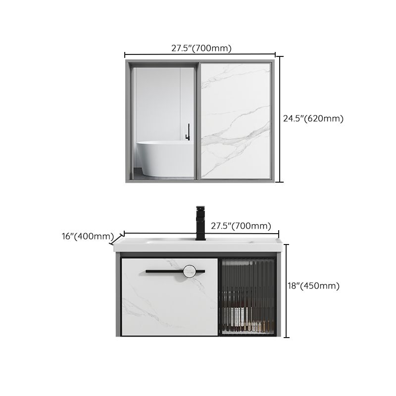 Single Sink Ceramic Bathroom Vanity Modern Gray Rectangular Sink Vanity Clearhalo 'Bathroom Remodel & Bathroom Fixtures' 'Bathroom Vanities' 'bathroom_vanities' 'Home Improvement' 'home_improvement' 'home_improvement_bathroom_vanities' 1200x1200_72dd4bb0-0463-4930-9c9f-e5c0084c1698