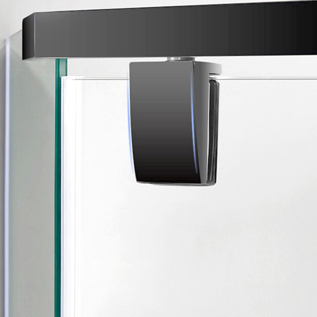 Neo-Angle Polished Glass Shower Enclosure Matt Black Frame Shower Stall Clearhalo 'Bathroom Remodel & Bathroom Fixtures' 'Home Improvement' 'home_improvement' 'home_improvement_shower_stalls_enclosures' 'Shower Stalls & Enclosures' 'shower_stalls_enclosures' 'Showers & Bathtubs' 1200x1200_72fc8c5c-cb09-44b4-8cf1-2c0f270e684f