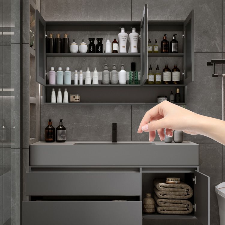 Modern Wall Mount Sink Vanity Wood Bathroom Vanity Set with Mirror Clearhalo 'Bathroom Remodel & Bathroom Fixtures' 'Bathroom Vanities' 'bathroom_vanities' 'Home Improvement' 'home_improvement' 'home_improvement_bathroom_vanities' 1200x1200_73172b1e-f81d-42dd-9545-27a6b9011c53