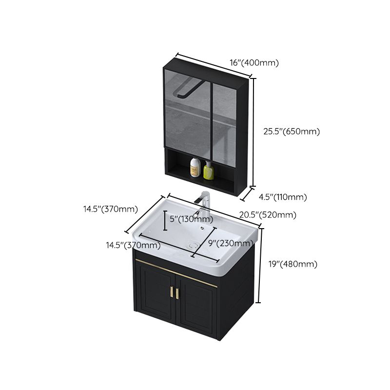 Ceramic Sink Vanity Glam Wall-Mounted Bathroom Vanity for Bathroom Clearhalo 'Bathroom Remodel & Bathroom Fixtures' 'Bathroom Vanities' 'bathroom_vanities' 'Home Improvement' 'home_improvement' 'home_improvement_bathroom_vanities' 1200x1200_73258acd-7222-4d8d-b434-dc9f24dacb1e