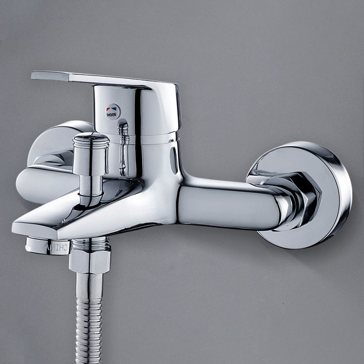 Contemporary Wall Mounted Bathroom Faucet Lever Handles 2 Hole Faucets Brass Faucet Clearhalo 'Bathroom Remodel & Bathroom Fixtures' 'Bathroom Sink Faucets' 'Bathroom Sinks & Faucet Components' 'bathroom_sink_faucets' 'Home Improvement' 'home_improvement' 'home_improvement_bathroom_sink_faucets' 1200x1200_7329846c-4e82-4fed-afd4-a107261427dd