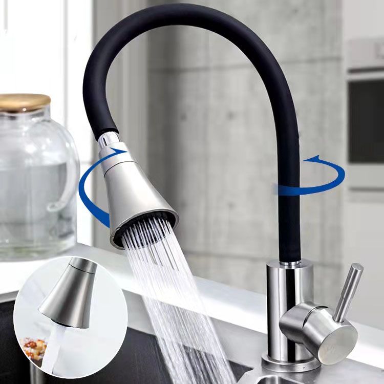 Contemporary Pull down Kitchen Faucet Single Handle 304 Stainless Steel Water Filler Clearhalo 'Home Improvement' 'home_improvement' 'home_improvement_kitchen_faucets' 'Kitchen Faucets' 'Kitchen Remodel & Kitchen Fixtures' 'Kitchen Sinks & Faucet Components' 'kitchen_faucets' 1200x1200_73372cc2-4745-49d0-8a58-d67a9a712b67