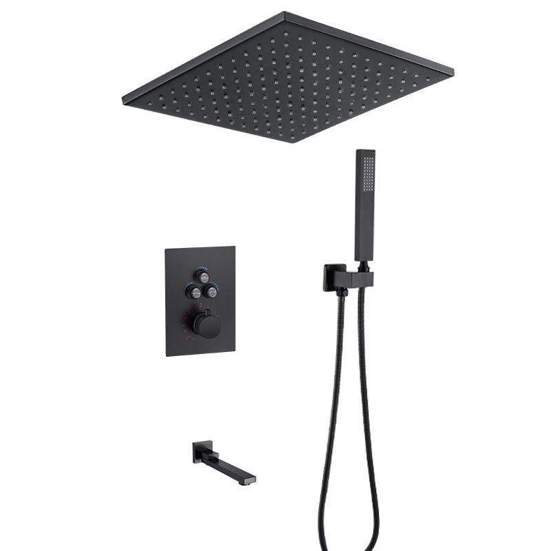 Matte Black Rain Shower System with Hand Shower Square Shower Set Clearhalo 'Bathroom Remodel & Bathroom Fixtures' 'Home Improvement' 'home_improvement' 'home_improvement_shower_faucets' 'Shower Faucets & Systems' 'shower_faucets' 'Showers & Bathtubs Plumbing' 'Showers & Bathtubs' 1200x1200_7355bf58-7b8b-4349-8a89-b7aa436e0d39
