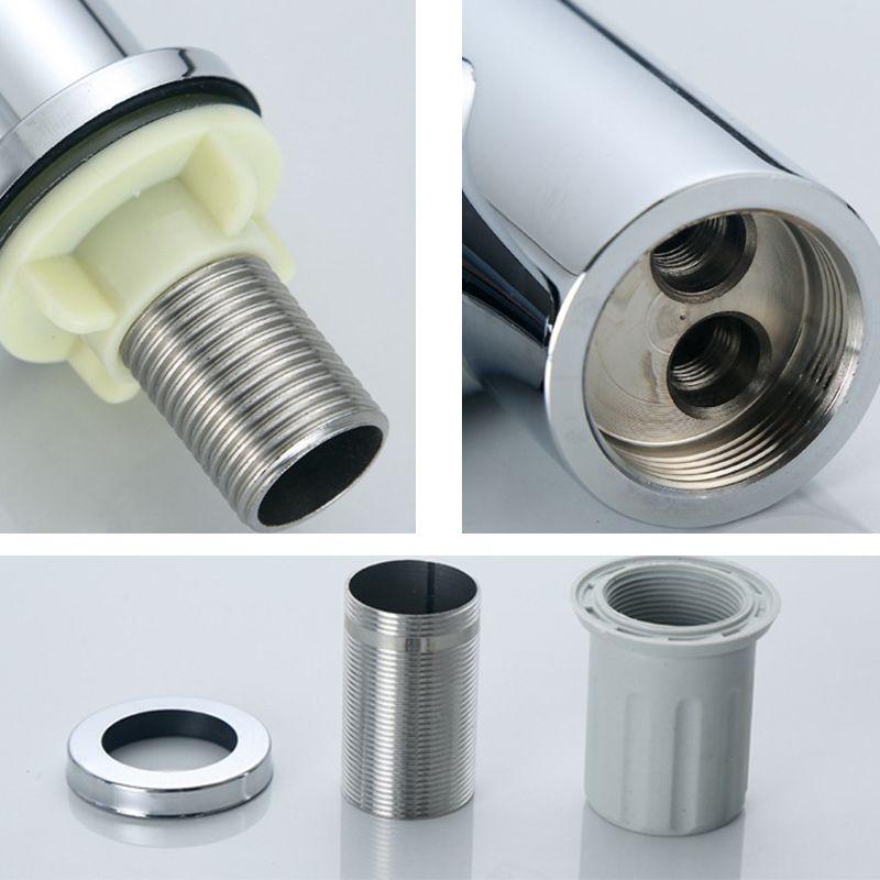 Modern Single Handle Kitchen Faucet 304 Stainless Steel Faucet in Chrome Clearhalo 'Home Improvement' 'home_improvement' 'home_improvement_kitchen_faucets' 'Kitchen Faucets' 'Kitchen Remodel & Kitchen Fixtures' 'Kitchen Sinks & Faucet Components' 'kitchen_faucets' 1200x1200_73a27e25-eab2-4b3d-963d-4b765a7840aa