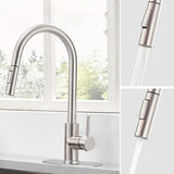 304 Stainless Steel Kitchen Faucet 3-Function Spray High Arc with Pull down Sprayer Clearhalo 'Home Improvement' 'home_improvement' 'home_improvement_kitchen_faucets' 'Kitchen Faucets' 'Kitchen Remodel & Kitchen Fixtures' 'Kitchen Sinks & Faucet Components' 'kitchen_faucets' 1200x1200_73b8bc02-7385-4fa2-a04e-365eeeddb1c4