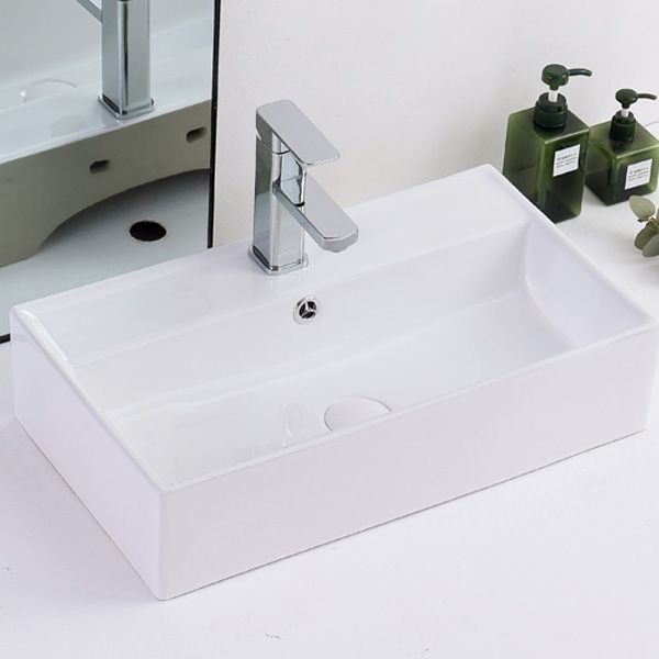 Contemporary Vessel Bathroom Sink Rectangular White Ceramic Overflow Drain Assembly Sink Clearhalo 'Bathroom Remodel & Bathroom Fixtures' 'Bathroom Sinks & Faucet Components' 'Bathroom Sinks' 'bathroom_sink' 'Home Improvement' 'home_improvement' 'home_improvement_bathroom_sink' 1200x1200_73c34fdb-5bf1-49ef-b460-28e445884f30