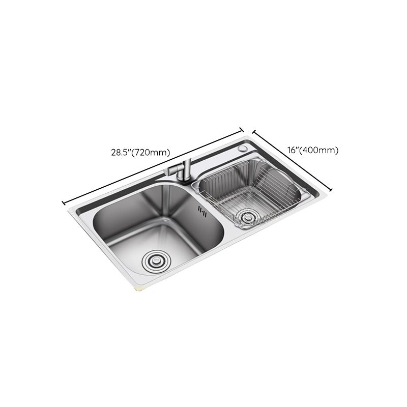 Modern Stainless Steel Kitchen Sink Double Sink Kitchen Sink with Basket Strainer Clearhalo 'Home Improvement' 'home_improvement' 'home_improvement_kitchen_sinks' 'Kitchen Remodel & Kitchen Fixtures' 'Kitchen Sinks & Faucet Components' 'Kitchen Sinks' 'kitchen_sinks' 1200x1200_73cb0cc9-bece-4f93-a268-83e0108cef36