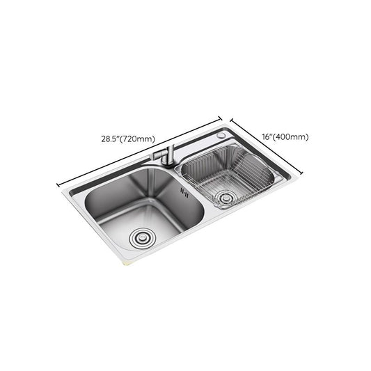 Modern Stainless Steel Kitchen Sink Double Sink Kitchen Sink with Basket Strainer Clearhalo 'Home Improvement' 'home_improvement' 'home_improvement_kitchen_sinks' 'Kitchen Remodel & Kitchen Fixtures' 'Kitchen Sinks & Faucet Components' 'Kitchen Sinks' 'kitchen_sinks' 1200x1200_73cb0cc9-bece-4f93-a268-83e0108cef36