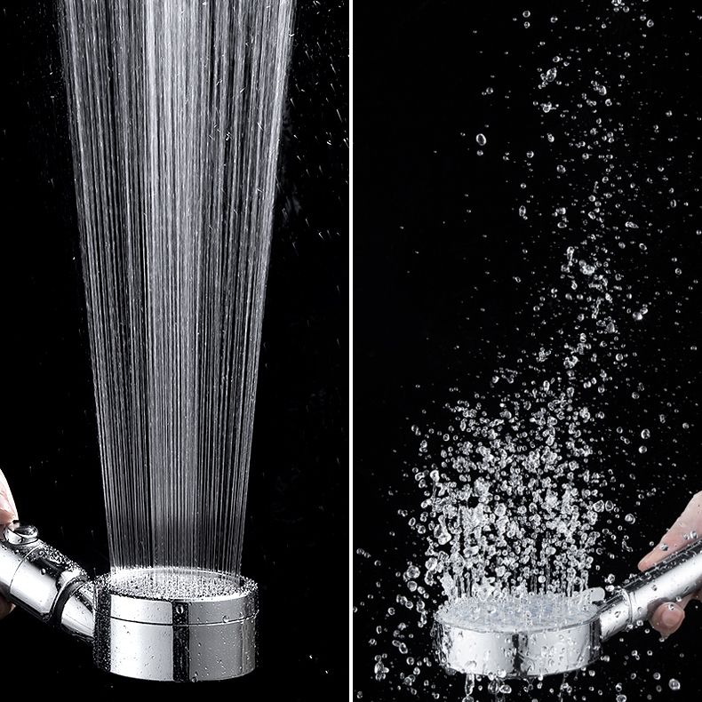 Contemporary Handheld Shower Head Round 3 Setting Spray Head in Silver Clearhalo 'Bathroom Remodel & Bathroom Fixtures' 'Home Improvement' 'home_improvement' 'home_improvement_shower_heads' 'Shower Heads' 'shower_heads' 'Showers & Bathtubs Plumbing' 'Showers & Bathtubs' 1200x1200_73dfe65a-d687-4c29-8382-70b65b79b574