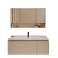 Modern White Wall Mounted Standard Wood Open Console with Sink Set Clearhalo 'Bathroom Remodel & Bathroom Fixtures' 'Bathroom Vanities' 'bathroom_vanities' 'Home Improvement' 'home_improvement' 'home_improvement_bathroom_vanities' 1200x1200_7431ece5-fed6-4c39-b4bb-1effe95f60c2