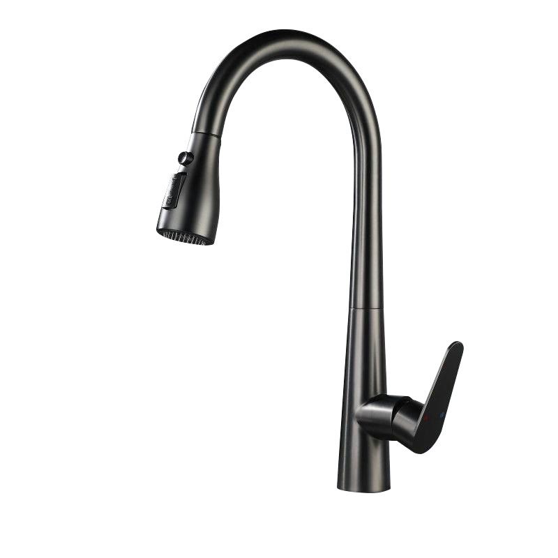 Contemporary Pull Down Kitchen Faucet Single Handle Faucet with Pull Out Sprayer Clearhalo 'Home Improvement' 'home_improvement' 'home_improvement_kitchen_faucets' 'Kitchen Faucets' 'Kitchen Remodel & Kitchen Fixtures' 'Kitchen Sinks & Faucet Components' 'kitchen_faucets' 1200x1200_74331880-dbd0-47c3-a308-e3baa0bfc34e