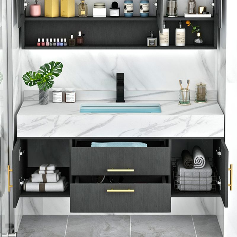 Fashionable Bathroom Vanity Set Wall-Mounted Open Shelf Faucet Included Clearhalo 'Bathroom Remodel & Bathroom Fixtures' 'Bathroom Vanities' 'bathroom_vanities' 'Home Improvement' 'home_improvement' 'home_improvement_bathroom_vanities' 1200x1200_7442b033-35e1-47d7-92fb-a70d353a40c1