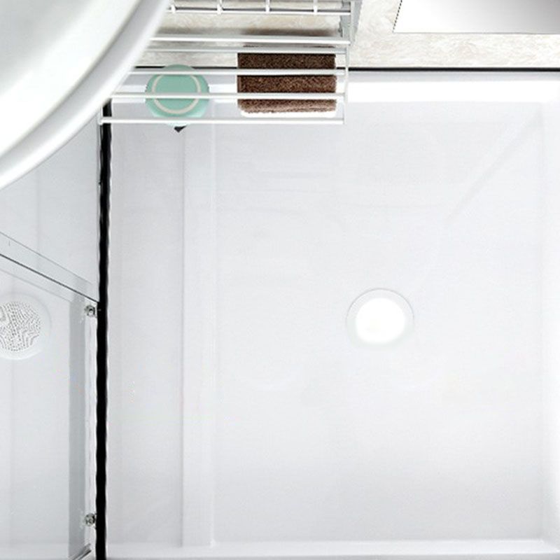 Framed Rectangle Frosted Corner Shower Stall with White Base Clearhalo 'Bathroom Remodel & Bathroom Fixtures' 'Home Improvement' 'home_improvement' 'home_improvement_shower_stalls_enclosures' 'Shower Stalls & Enclosures' 'shower_stalls_enclosures' 'Showers & Bathtubs' 1200x1200_744eef7f-99da-4e6e-a68d-7db066ef4abc