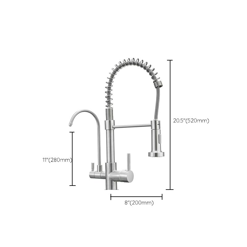 Modern Spring Spout Kitchen Faucet 2-Handle Bar Faucet with 2-Dispenser Clearhalo 'Home Improvement' 'home_improvement' 'home_improvement_kitchen_faucets' 'Kitchen Faucets' 'Kitchen Remodel & Kitchen Fixtures' 'Kitchen Sinks & Faucet Components' 'kitchen_faucets' 1200x1200_7467faa0-f354-4b87-b02c-7fde80323bb1