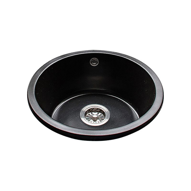 Contemporary Kitchen Sink Black Round Quartz Drop-In Single Bowl(Not Included Faucet) Clearhalo 'Home Improvement' 'home_improvement' 'home_improvement_kitchen_sinks' 'Kitchen Remodel & Kitchen Fixtures' 'Kitchen Sinks & Faucet Components' 'Kitchen Sinks' 'kitchen_sinks' 1200x1200_74834a07-bfcb-4bbb-81af-de9147bdd694