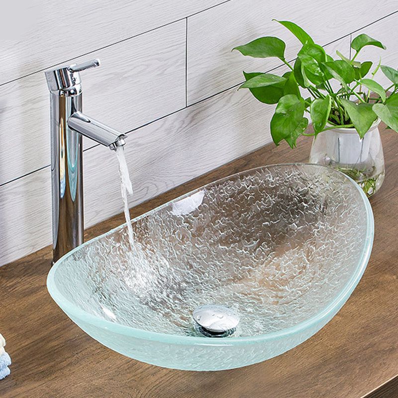 Contemporary Vessel Oval Glass with Pop-Up Drain Vessel Lavatory Sink Clearhalo 'Bathroom Remodel & Bathroom Fixtures' 'Bathroom Sinks & Faucet Components' 'Bathroom Sinks' 'bathroom_sink' 'Home Improvement' 'home_improvement' 'home_improvement_bathroom_sink' 1200x1200_74a7ac79-889b-45df-a50f-336de76968ff