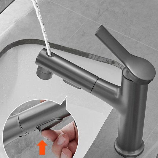 Contemporary Vessel Faucet Copper Single Handle Low Arc Retractable Vessel Faucet for Home Clearhalo 'Bathroom Remodel & Bathroom Fixtures' 'Bathroom Sink Faucets' 'Bathroom Sinks & Faucet Components' 'bathroom_sink_faucets' 'Home Improvement' 'home_improvement' 'home_improvement_bathroom_sink_faucets' 1200x1200_74acd1f5-d51b-46d8-9f4c-14910fad4b2c