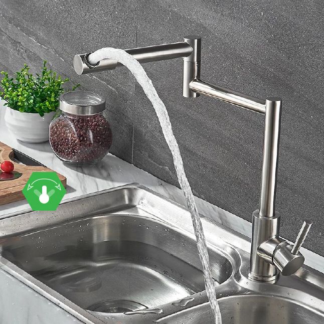 Modern Kitchen Faucet Single Lever Handle Swivel Stainless Steel Pot Filler Clearhalo 'Home Improvement' 'home_improvement' 'home_improvement_kitchen_faucets' 'Kitchen Faucets' 'Kitchen Remodel & Kitchen Fixtures' 'Kitchen Sinks & Faucet Components' 'kitchen_faucets' 1200x1200_74b7d427-af5c-4aa0-8747-a2f400ce90cd