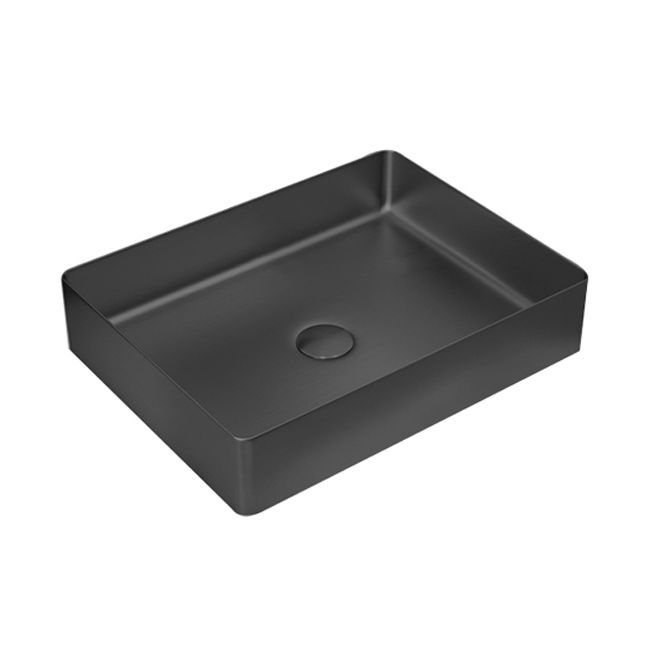 Modern Vessel Sink Metal Rectangular with Pop-Up Drain Vessel Bathroom ...