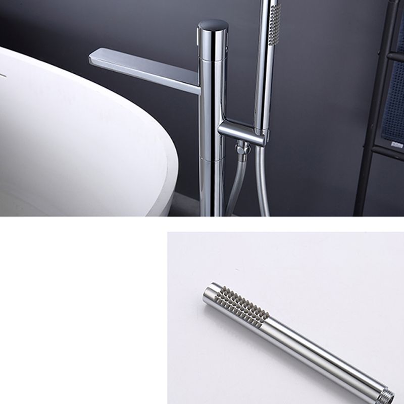 Modern Floor Standing Faucet Handheld Shower Head Bathtub Faucet Clearhalo 'Bathroom Remodel & Bathroom Fixtures' 'Bathtub Faucets' 'bathtub_faucets' 'Home Improvement' 'home_improvement' 'home_improvement_bathtub_faucets' 1200x1200_74e7855b-4d3f-4a90-bd37-7ceeaa92f385