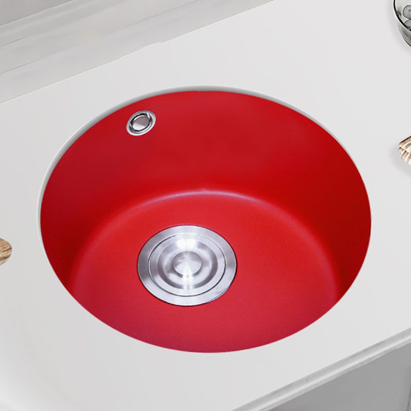 Quartz Kitchen Sink Single Bowl Red Round Kitchen Sink with Drain Assembly Clearhalo 'Home Improvement' 'home_improvement' 'home_improvement_kitchen_sinks' 'Kitchen Remodel & Kitchen Fixtures' 'Kitchen Sinks & Faucet Components' 'Kitchen Sinks' 'kitchen_sinks' 1200x1200_75023229-8458-4877-8f75-1d3943bc6d00