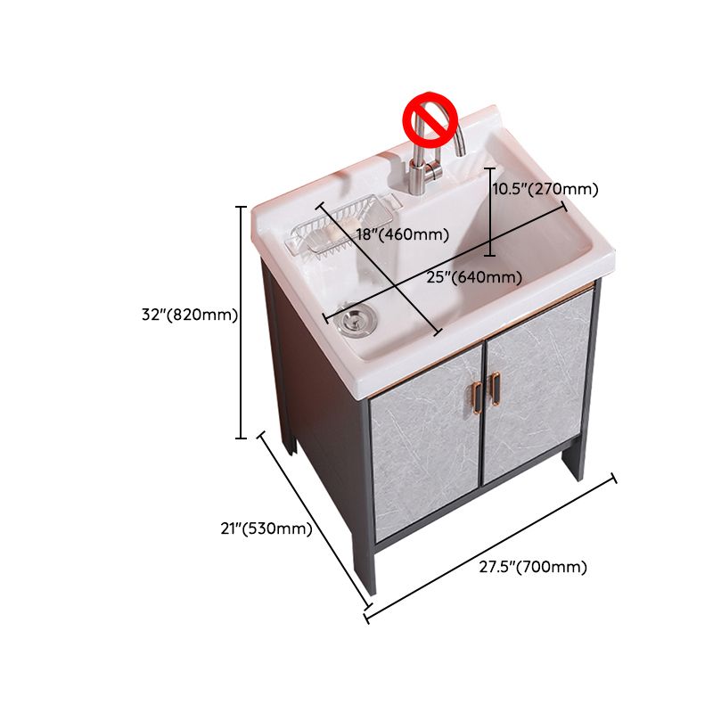 2 Doors Bathroom Vanity Freestanding Grey Rectangular Single Sink Metal Frame Bath Vanity Clearhalo 'Bathroom Remodel & Bathroom Fixtures' 'Bathroom Vanities' 'bathroom_vanities' 'Home Improvement' 'home_improvement' 'home_improvement_bathroom_vanities' 1200x1200_7509d0a1-99a4-42d0-9ec0-3a14468a780a