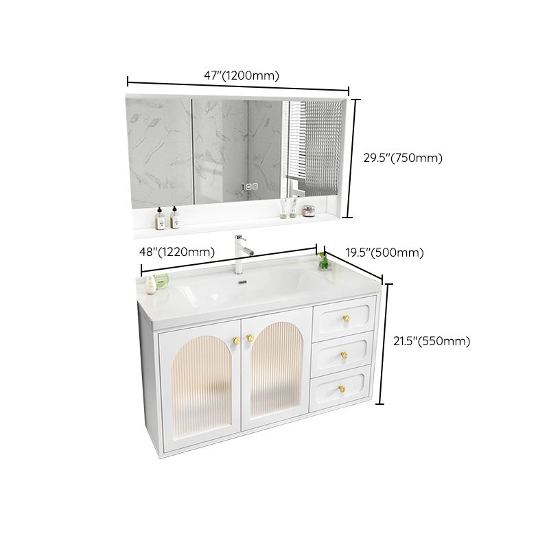 Glam Sink Vanity Single White Rectangular Ceramic Top Bathroom Vanity Clearhalo 'Bathroom Remodel & Bathroom Fixtures' 'Bathroom Vanities' 'bathroom_vanities' 'Home Improvement' 'home_improvement' 'home_improvement_bathroom_vanities' 1200x1200_750da5c5-53dd-4f87-b7b9-6a04be9a28c2
