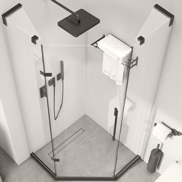Black Scratch Resistant Shower Bath Door Semi Frameless Shower Doors Clearhalo 'Bathroom Remodel & Bathroom Fixtures' 'Home Improvement' 'home_improvement' 'home_improvement_shower_tub_doors' 'Shower and Tub Doors' 'shower_tub_doors' 'Showers & Bathtubs' 1200x1200_75590815-65df-4870-b93d-876f85b609d6