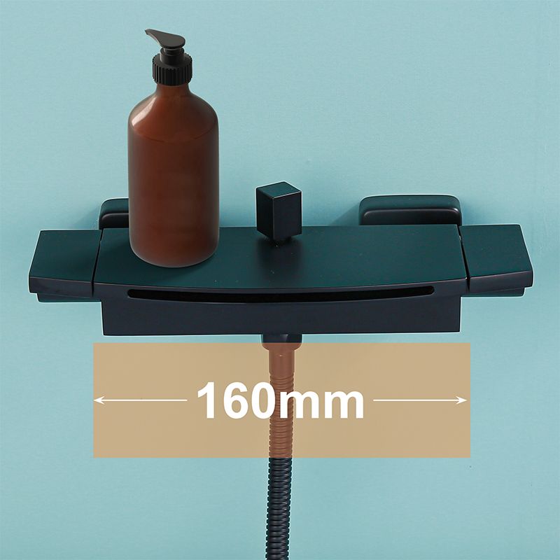 Modern Wall Mounted Copper Tub Filler Low Arc Waterfall Tub Faucet Trim Clearhalo 'Bathroom Remodel & Bathroom Fixtures' 'Bathtub Faucets' 'bathtub_faucets' 'Home Improvement' 'home_improvement' 'home_improvement_bathtub_faucets' 1200x1200_75a5f62d-c475-462e-bc76-ee9710470dec