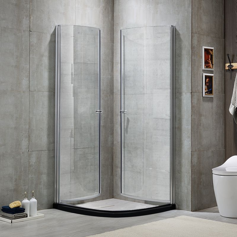 Corner Tempered Glass Shower Enclosure Semi-Frameless Neo-Round Shower Enclosure Clearhalo 'Bathroom Remodel & Bathroom Fixtures' 'Home Improvement' 'home_improvement' 'home_improvement_shower_stalls_enclosures' 'Shower Stalls & Enclosures' 'shower_stalls_enclosures' 'Showers & Bathtubs' 1200x1200_75abc144-8138-4bfb-a35e-4a6149c834dd