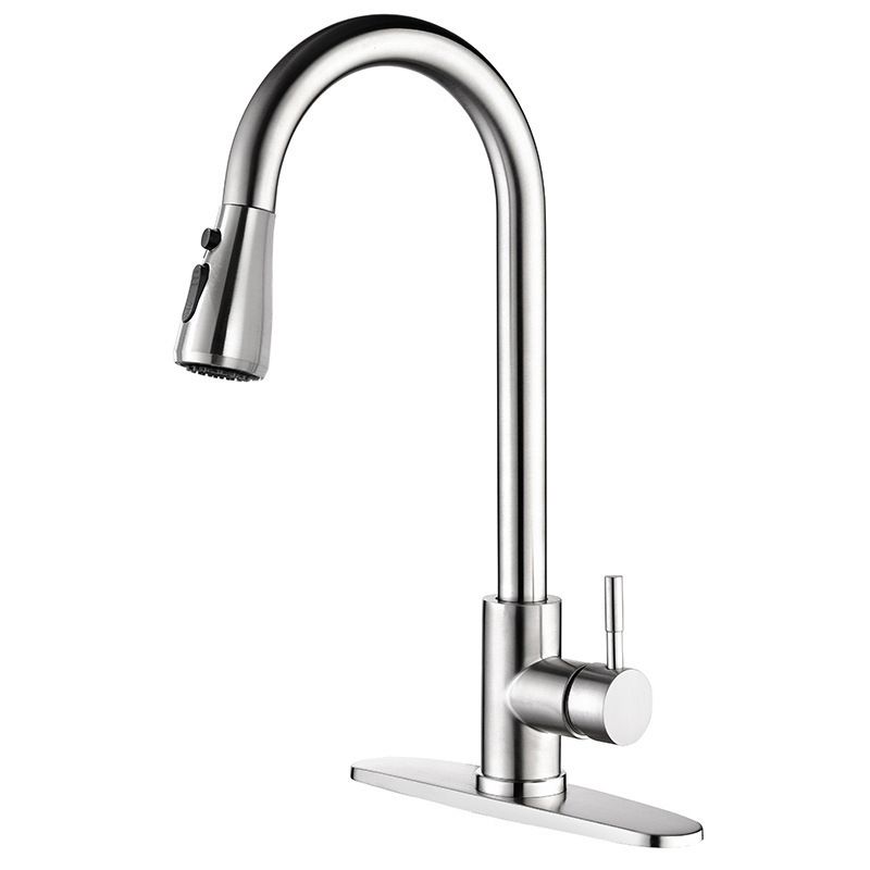 Pull Down Kitchen Standard Faucet Single Handle Faucet with Pull Out Sprayer Clearhalo 'Home Improvement' 'home_improvement' 'home_improvement_kitchen_faucets' 'Kitchen Faucets' 'Kitchen Remodel & Kitchen Fixtures' 'Kitchen Sinks & Faucet Components' 'kitchen_faucets' 1200x1200_75ac5381-6b7e-438e-ab5f-486f0ac39d08