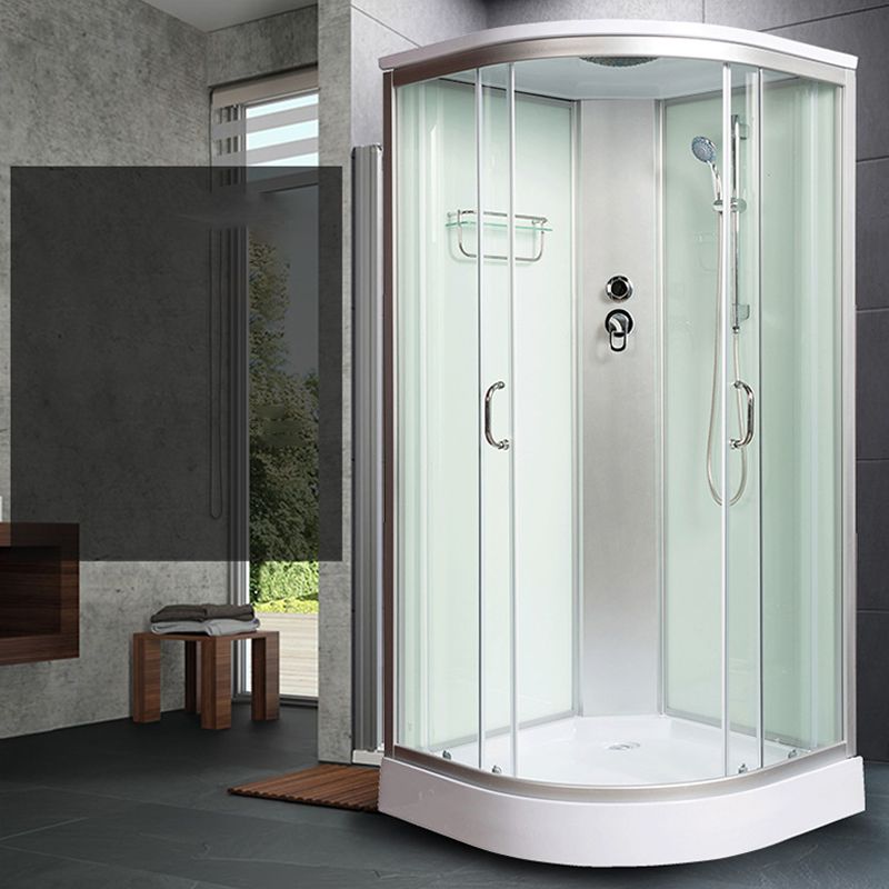 Double Sliding Shower Stall Semi-Frameless 82.5" H Shower Stall in White Clearhalo 'Bathroom Remodel & Bathroom Fixtures' 'Home Improvement' 'home_improvement' 'home_improvement_shower_stalls_enclosures' 'Shower Stalls & Enclosures' 'shower_stalls_enclosures' 'Showers & Bathtubs' 1200x1200_75b2a6ac-12b4-4cbb-b824-954daee3b3b0