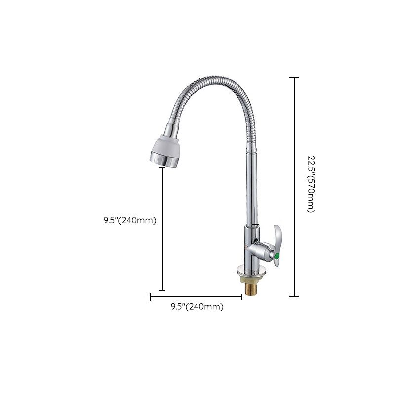 Modern 1-Hold Kitchen Faucet Single Handle Water Faucet in Chrome Clearhalo 'Home Improvement' 'home_improvement' 'home_improvement_kitchen_faucets' 'Kitchen Faucets' 'Kitchen Remodel & Kitchen Fixtures' 'Kitchen Sinks & Faucet Components' 'kitchen_faucets' 1200x1200_75bb2215-c33a-40a0-87c0-95a92a68ee3a