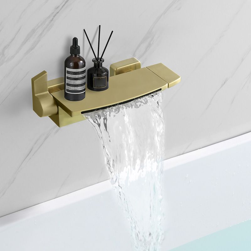 Modern Bathroom Faucet Two Handle Copper Wall Mounted Bathroom Faucet Clearhalo 'Bathroom Remodel & Bathroom Fixtures' 'Bathtub Faucets' 'bathtub_faucets' 'Home Improvement' 'home_improvement' 'home_improvement_bathtub_faucets' 1200x1200_75ec6668-f258-4cb7-a725-c4c5e973fed9
