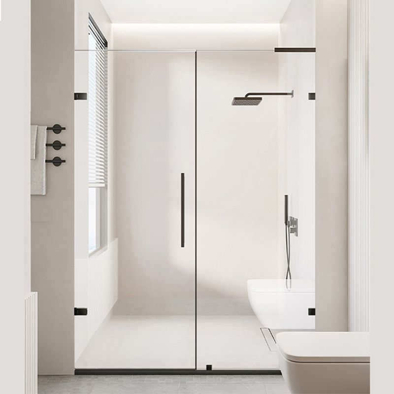 Black Tempered Shower Bath Door Semi-Frameless Transparent Shower Bath Door Clearhalo 'Bathroom Remodel & Bathroom Fixtures' 'Home Improvement' 'home_improvement' 'home_improvement_shower_tub_doors' 'Shower and Tub Doors' 'shower_tub_doors' 'Showers & Bathtubs' 1200x1200_75ef93e5-f5d6-4924-9c71-5c557059e371