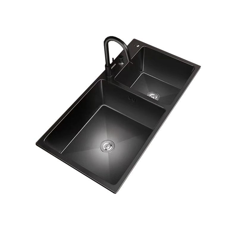 Stainless Steel Double Basin Sink Drop-In Kitchen Sink with Drain Assembly Clearhalo 'Home Improvement' 'home_improvement' 'home_improvement_kitchen_sinks' 'Kitchen Remodel & Kitchen Fixtures' 'Kitchen Sinks & Faucet Components' 'Kitchen Sinks' 'kitchen_sinks' 1200x1200_76078289-e026-4a77-948a-c431dabb5ce2