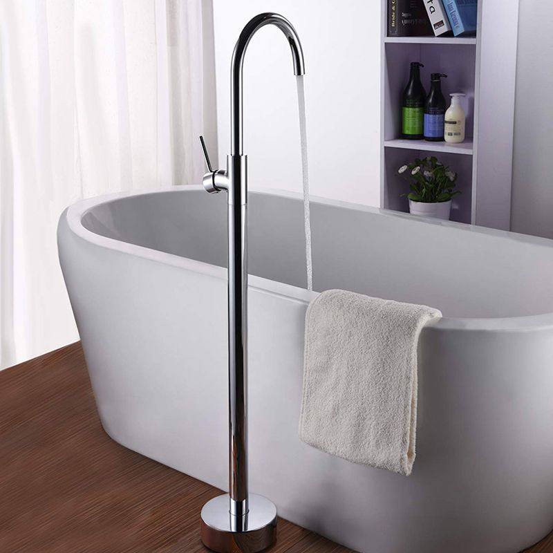 Floor Mounted Metal Freestanding Tub Filler One Handle Freestanding Tub Filler Trim Clearhalo 'Bathroom Remodel & Bathroom Fixtures' 'Bathtub Faucets' 'bathtub_faucets' 'Home Improvement' 'home_improvement' 'home_improvement_bathtub_faucets' 1200x1200_760a6970-b5e4-4d22-afe4-f58e7a0add28
