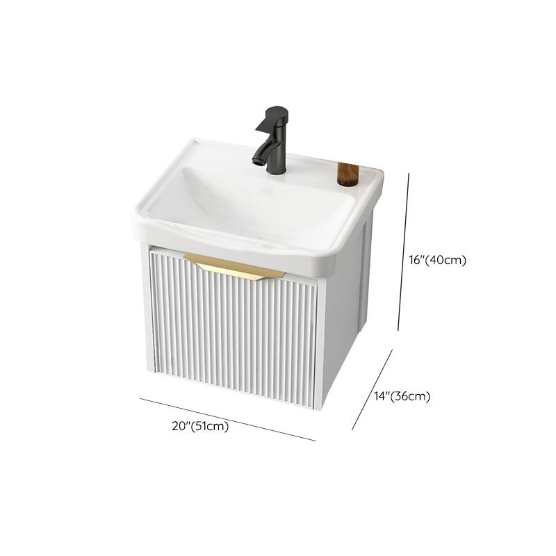 Rectangular White Vanity Single Sink Wall Mount 2 Doors Faucet Metal Frame Mirror Vanity Clearhalo 'Bathroom Remodel & Bathroom Fixtures' 'Bathroom Vanities' 'bathroom_vanities' 'Home Improvement' 'home_improvement' 'home_improvement_bathroom_vanities' 1200x1200_76225be5-0750-4ebb-9ff4-9747cc136ac3